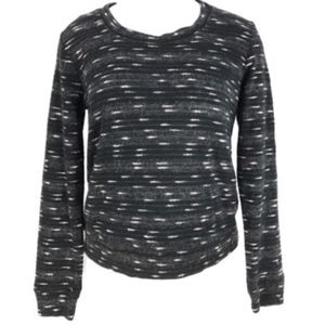 Juniors Crewneck Striped Black Sweater Size Medium